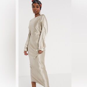 ASOS DESIGN batwing bias cut maxi dress in oyster US2